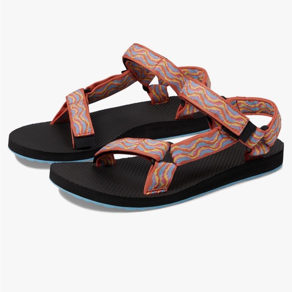 Teva Limited Edition Women's 80s Original Universal Revive Sandals Blue & Orange - Picture 1 of 6